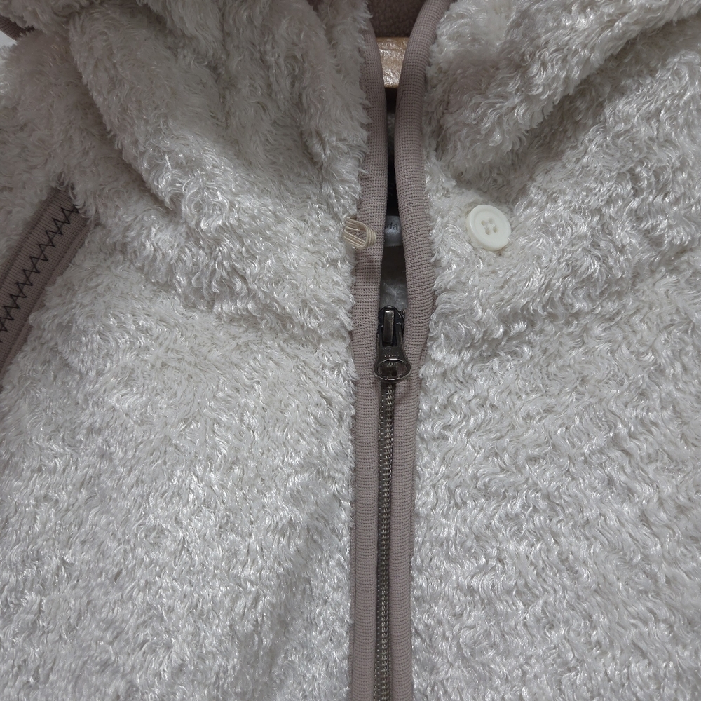 Athleta Jacket Womens Size XL Ivory Sherpa Fleece Full Zip Collared Pockets - Picture 11 of 16